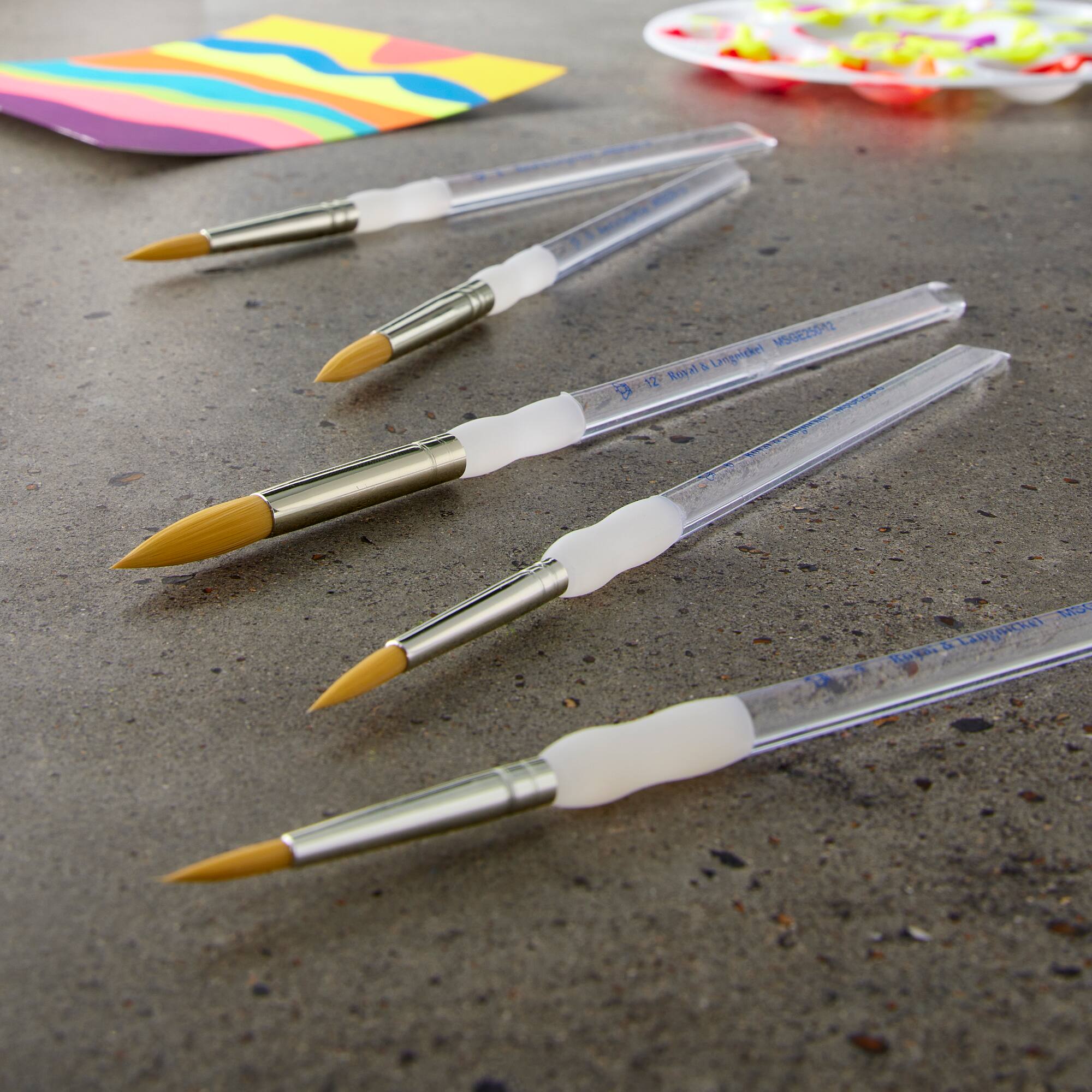 12 Packs: 5 ct. (60 total) Soft-Grip™ Gold Taklon Round Brush Set